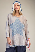 Load image into Gallery viewer, Easel Star Patch Detailing Washed Waffle Knit Top