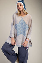 Load image into Gallery viewer, Easel Star Patch Detailing Washed Waffle Knit Top