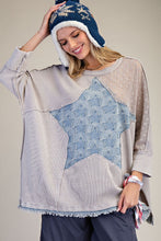 Load image into Gallery viewer, Easel Star Patch Detailing Washed Waffle Knit Top