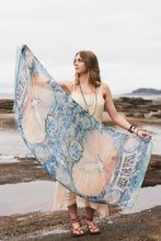 Load image into Gallery viewer, Market of Stars Peace Out Scarf with Doves and Sunrise