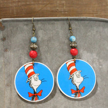 Load image into Gallery viewer, The Primitive Peddler The Cat In The Hat Dr. Seuss Dangle Drop Earrings