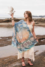 Load image into Gallery viewer, Market of Stars Peace Out Scarf with Doves and Sunrise