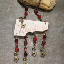 Load image into Gallery viewer, The Primitive Peddler Up On A Rooftop Dangle Drop Reindeer Necklace