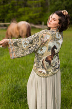 Load image into Gallery viewer, Market of Stars Born to Run Pixie Duster Crop Kimono w/ Horse & Flower Print
