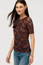 Load image into Gallery viewer, Johnny Was Elbow Sleeve Boat Neck Mesh Top