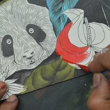 Load image into Gallery viewer, Anuschka Two Fold RFID Wallet Happy Panda