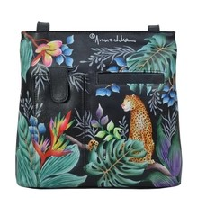 Load image into Gallery viewer, Anuschka Medium Crossbody With Double Zip Pockets Jungle Queen