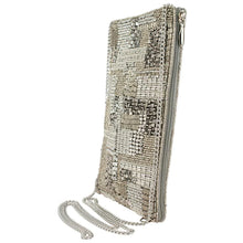 Load image into Gallery viewer, Mary Frances Silver Maze Crossbody Phone Bag