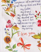 Load image into Gallery viewer, April Cornell Sister Poem Tea Towel