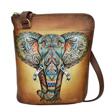 Load image into Gallery viewer, Anuschka Organizer Crossbody With Extended Side Zipper Elephant Mandala