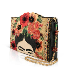 Load image into Gallery viewer, Mary Frances Icon Frida Kahlo with Flower Headpiece Crossbody Handbag
