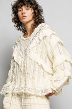 Load image into Gallery viewer, Pol Clothing Eyelet Ruffle Raw Edge Trim Lace Solid Knit Top
