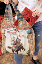 Load image into Gallery viewer, Market of Stars Love Revolution Boho Linen Tote Bag w/ Sun, Horse &amp; Florals
