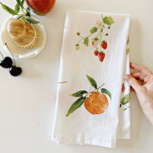 Load image into Gallery viewer, Emily Lex Studio Fruit cotton flour sack tea towel
