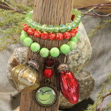 Load image into Gallery viewer, The Primitive Peddler Grinchy Isn&#39;t Allowed Charm&#39;d Bracelet Set
