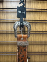 Load image into Gallery viewer, Myra Foral Demure Leather Belt
