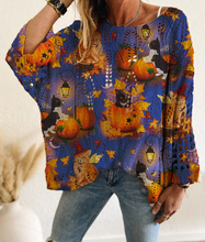 Load image into Gallery viewer, Mccolin Halloween Themed Knit Blouse
