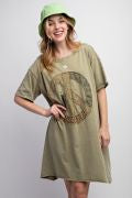 Load image into Gallery viewer, Easel Peace Patch Washed Cotton Jersey Tunic Dress
