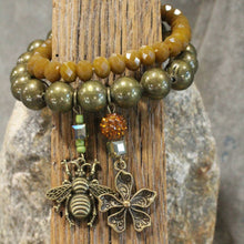 Load image into Gallery viewer, The Primitive Peddler Buzzing Along Olive Bracelet Set
