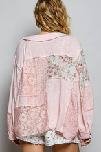 Load image into Gallery viewer, Pol Clothing Long Sleeve Floral Printed Contrast Crochet Rib Knit Top
