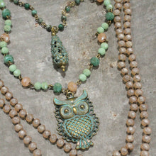 Load image into Gallery viewer, The Primitive Peddler Patina Owl Layered Necklace
