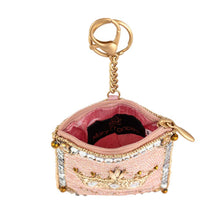 Load image into Gallery viewer, Mary Frances Crowned Jewel Beaded Pink with Gold Crown Coin Purse
