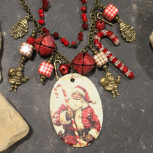Load image into Gallery viewer, The Primitive Peddler Candy Cane Santa Charm'd Necklace
