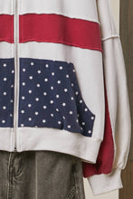 Load image into Gallery viewer, Mello United States Patch work Oversized Zip Hoodie
