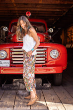 Load image into Gallery viewer, Market of Stars Love Language Linen Cropped Artist Pant w/ Flowers
