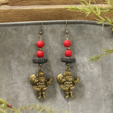 Load image into Gallery viewer, The Primitive Peddler Special Delivery Santa Earrings
