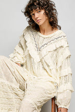 Load image into Gallery viewer, Pol Clothing Eyelet Ruffle Raw Edge Trim Lace Solid Knit Top
