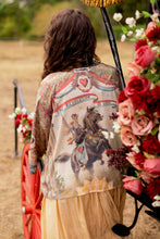 Load image into Gallery viewer, Market of Stars Love Revolution Pixie Crop Kimono w/ Sun, Horse &amp; Florals
