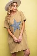 Load image into Gallery viewer, Easel Star Patch Mineral Washed T Shirt Dress
