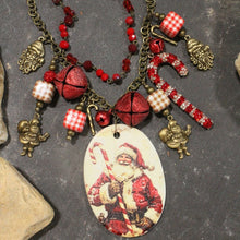 Load image into Gallery viewer, The Primitive Peddler Candy Cane Santa Charm'd Necklace
