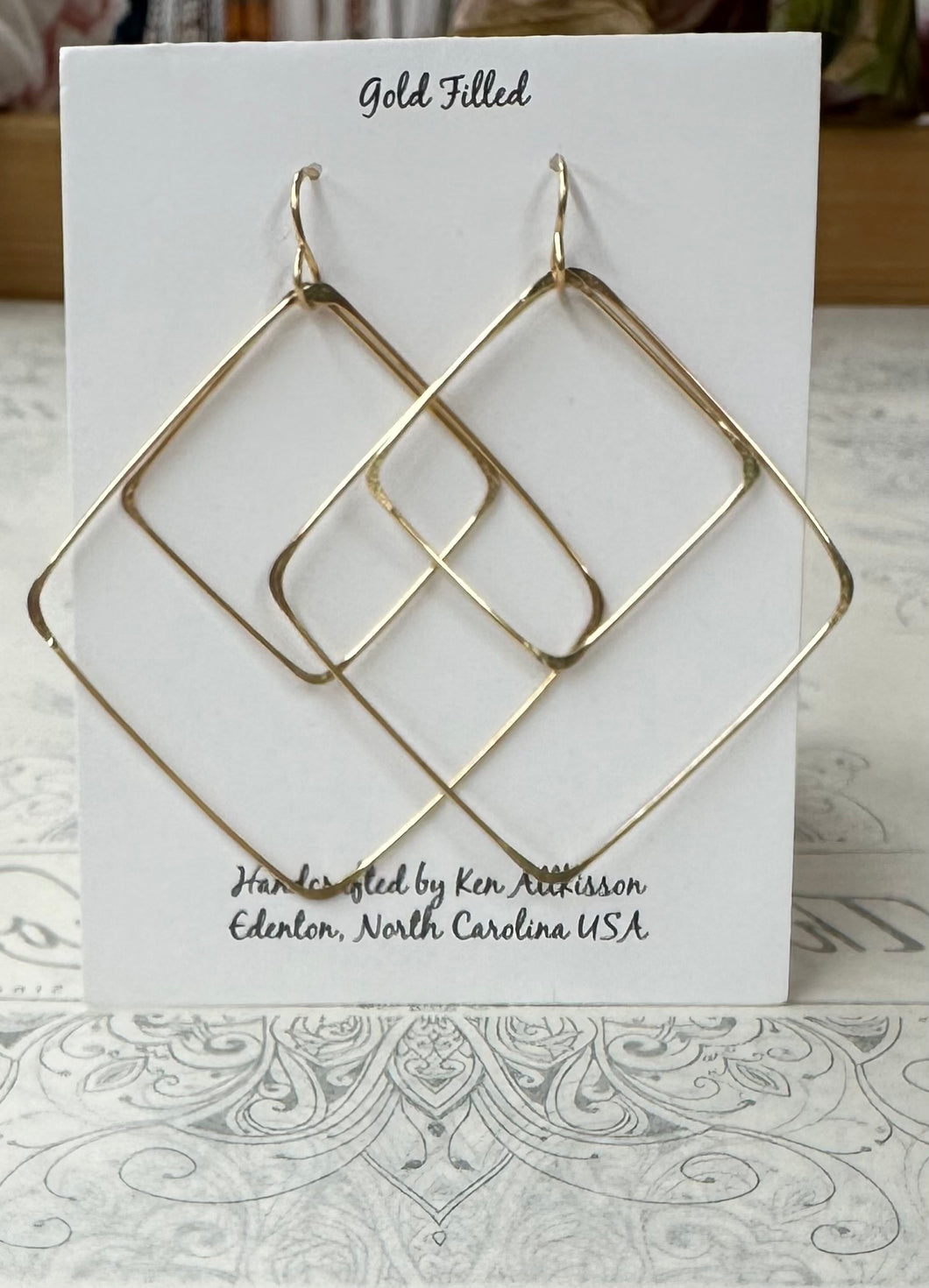 Ken's Jewelry Gold Filled Double Square Earring