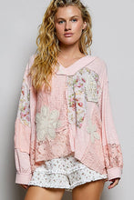 Load image into Gallery viewer, Pol Clothing Long Sleeve Floral Printed Contrast Crochet Rib Knit Top
