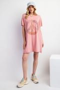 Load image into Gallery viewer, Easel Peace Patch Washed Cotton Jersey Tunic Dress
