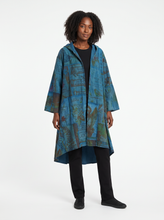 Load image into Gallery viewer, Paper Lace Teal Printed Hooded Long Jacket
