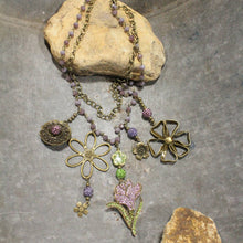 Load image into Gallery viewer, The Primitive Peddler Blooming Purple Lilies Layered Necklace
