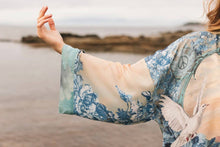 Load image into Gallery viewer, Market of Stars Peace Out Cropped Kimono Pixie Duster with Doves and Sunrise
