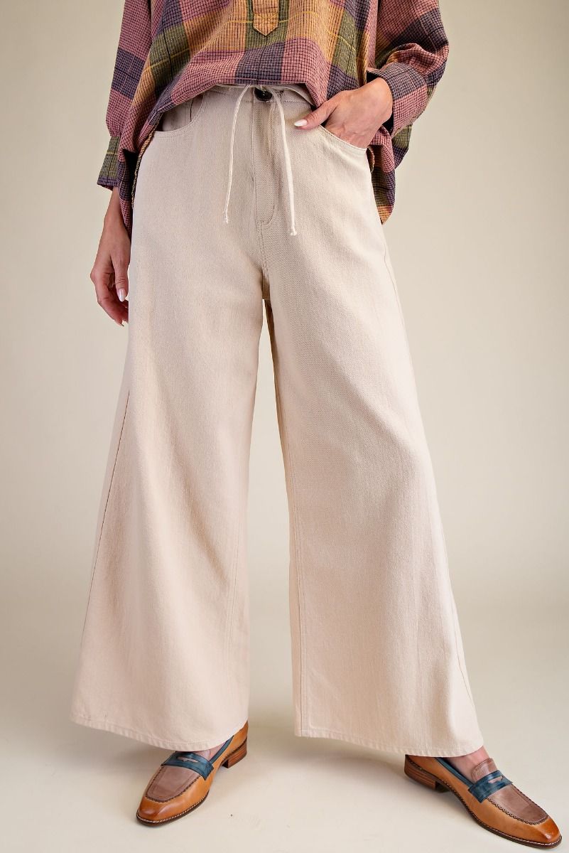 Easel Wide Leg Washed Denim Palazzo Pant
