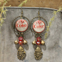 Load image into Gallery viewer, The Primitive Peddler Vintage Coca Cola Santa &amp; More Charm'd Dangle Earrings
