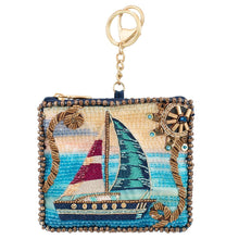 Load image into Gallery viewer, Mary Frances Yacht Life Blue Sailboat Coin Purse
