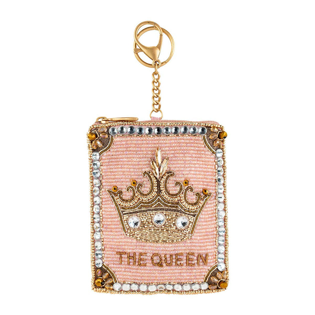 Mary Frances Crowned Jewel Beaded Pink with Gold Crown Coin Purse