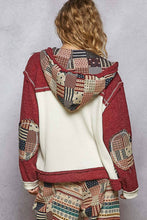 Load image into Gallery viewer, Pol Clothing Overlock Stitch Floral Placket Hoodie Knit Top
