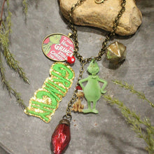 Load image into Gallery viewer, The Primitive Peddler Grinchy Isn&#39;t Allowed Charm&#39;d Necklace
