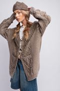 Easel Cable Knitted Sweater Cardigan