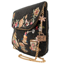 Load image into Gallery viewer, Mary Frances Tea Time Black And Gold Fairytale Beaded Crossbody Handbag
