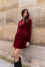 Load image into Gallery viewer, CHOKLATE PARIS Velvet Dress Jacket with Gold Buttons

