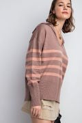 Easel Sailor Collar Stripe Knitted Top